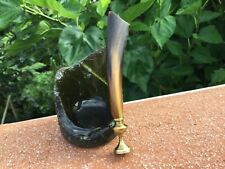 Early 20th Century Bakelite Faux Horn And Brass Custom Tobacco Pipe Tamper picture