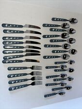 Vtg Libbey Blue Country Goose Flatware/ Cutlery Chef's Collection Set Of 28 picture
