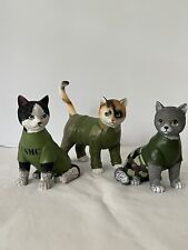 Hamilton Collection Sem Purr Fi Fit Cat Paws Salute USMC Marine Corps Figurines picture