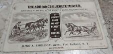*RARE* VICT. TRADE CARD THE ADRIANCE BUCKEYE LAWN MOWER FORT JACKSON NY picture