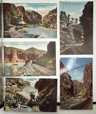 1907-1915 Royal Gorge Postcard Lot Of 5 Train Railroad Canons Colorado picture