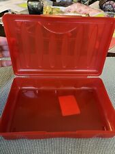 Red-Vintage SpaceMaker Pencil Box, School Plastic Hard Case 8”x2” x5” picture