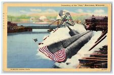 1943 Launching Of The Peto Ship Manitowoc Wisconsin WI Posted Vintage Postcard picture