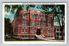 Brattleboro VT-Vermont, Armory And Community Building, Vintage c1929 Postcard picture