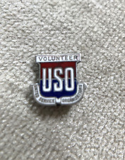 Vintage USO United Service Organizations VOLUNTEER Service Pin Enamel STERLING picture