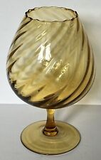 Vintage Amber Glass Brandy Snifter Optic Swirl Scalloped Rim 11” picture