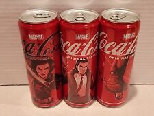3 Coca-Cola Marvel BLACK WIDOW, LOKI, DAREDEVIL COKE Slim Cans Unopened Sealed picture