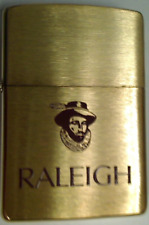 Vintage 1996 Raleigh Cigarettes Brass Zippo Lighter BRAND NEW picture