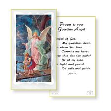 Guardian Angel with Children - Guardian Angel Prayer - Paperstock Holy Card picture
