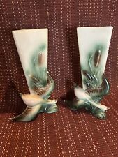 Pair of Vintage Regal Triangular Duck Vases - Creamy White in Great Condition picture