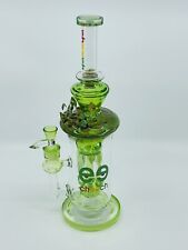 Cheech Bong Glass Bong Waterpipe Green Perc Recycler 12 Inch tall picture