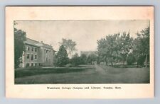 Topeka KS-Kansas, Washburn College Campus & Library, Vintage Postcard picture
