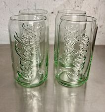 Vintage Coca-Cola Coke Can Shaped Clear Light Green Glass Set Of 4 Glasses 12 Oz picture