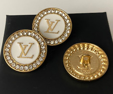 Louis Vuitton LV Vintage Buttons Set of 3  24mm 7/8in Gold Tone Metal Rhinestone picture