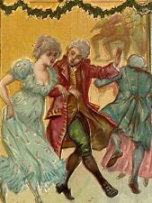 Antique 1909 Posted Ephemera Postcard New Year Card Series No 1 Edwardian Dance picture