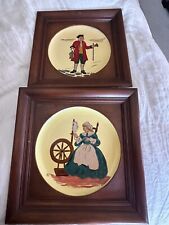 2 Set Vintage Hand Painted Collectible Helene Studios Los Angeles Framed Plates picture