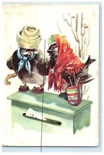 Traditional Russian Anthropomorphic Birds Unposted Vintage Postcard picture