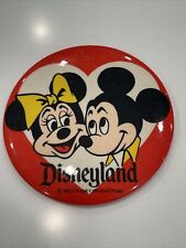 Vintage Disneyland Walt Disney WDP Red Mickey & Minnie Original Pin 3.5” Round picture