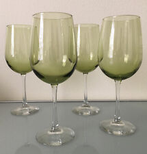 Set Of 4 Olive Green Wine Glasses Long Stem Impressive 9” Tall Goblets picture