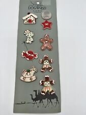VTG Ceramic Buttons Folk Hand Painted Gingerbread Candy Christmas Dogwood Lane picture