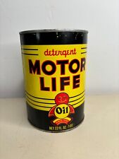 Empty Vintage Motor Life Oil Can Detergent Gear Life Famous Lubricants 32 oz picture
