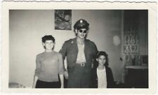 1949 Hip Drunk Young Dude Man in Military Uniform with Sisters Vintage Snapshot picture
