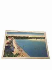Beach Goddard Park Potowomut, Warwick, RI. 1938 Old Vintage Travel Postcard. picture
