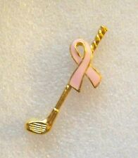 pink ribbon golf club pin, Breast Cancer Awareness, gold plated, made in the USA picture