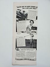 Post's 40% Bran Flakes Cereal Pilot F. Lumsden, Golfer 1941 Vintage Print Ad picture