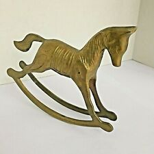 Vintage Brass Rocking Horse Paperweight Figurine Collectible picture
