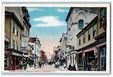 c1920's Thames Street Looking North View Newport RI Old Business Street Postcard picture