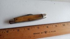 VINTAGE 1950'S QUEEN CUTLERY 3-BLADE ANTLER HANDLE STOCKMAN POCKET KNIFE L@@K picture