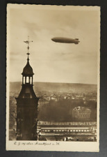 Hindenburg LZ 129 Postcard 1937 Zeppelin Blimp Airship RPPC Over Frankfurt picture