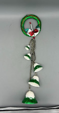 Vtg Christmas Hanging Foil Wreath Paper Mache Bells Mercury Glass Bead Ornament picture