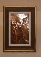 Copper Relief Picture Jewish Judaica Man With Shofar Signed Framed picture