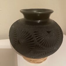 Mexican/ Oaxaca Pottery Pot Black Clay Home Decor Hand Made in Mexico picture