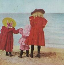 Ocean Victorian Children Wild Waves Brother Kids Lithoview Litho Stereoview D125 picture