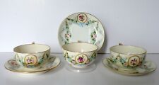 3 Antique Lenox American Belleek Swags Medalion Bow Tea Cups & Saucers picture