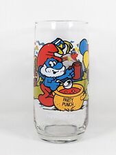 Vintage 1983 The Smurfs Papa Smurf Glass Peyo Wallace Berrie & CO Collector picture