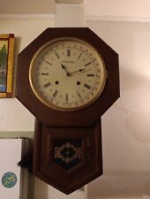 Antique Stationmaster Japan Old Key WINDUP Hanging Wooden Wall Clock Vintage  picture