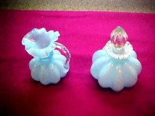 Vintage Fenton Glass  (2) Blue Melon Vanity Perfume  Bottle and a Pitcher.  picture