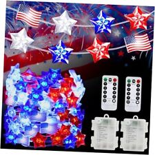 100 LED Red White Blue Lights Mini Star & USA Flag Fairy Lights Battery  picture