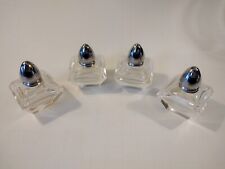 Vintage Cut Glass Salt & Pepper Shakers with Metal Tops 4 Piece Set Unused picture