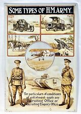 Vtg HM Army WWI Military Recruitment Poster Metal Sign 19”x12”, AAA Sign Co Rare picture