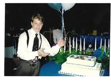 Young Man College Jock Sings Birthday Balloons and Cake 1990s Gay Photo picture