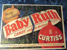 Vintage 1950's Christmas Tree Advertising Grocery Sign  Baby Ruth Ornaments picture