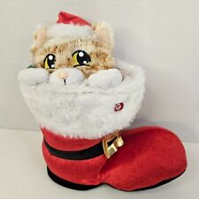 Gemmy Industries Singing Animated Kitty Cat In Santa's Boot Plush Stuffed Animal picture