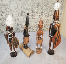 4 Vtg African Handcraved Wooden Figures 17
