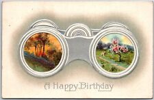 A Happy Birthday Autumn Garden Plants In Glasses Border Embossed Back Postcard picture