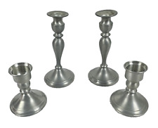 Leonard Genuine Pewter Weighted Candlestick Holders Bolivia Tall Short Lot of 4 picture